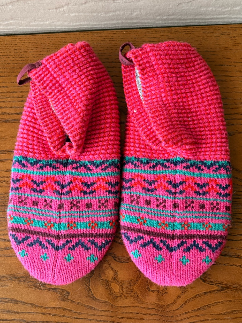 Bombas Pink Fair Isle Knit Slipper Socks